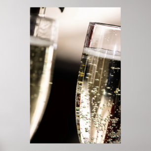 Poster Efervescência Dourada: Arte de Bolhas de Champagne