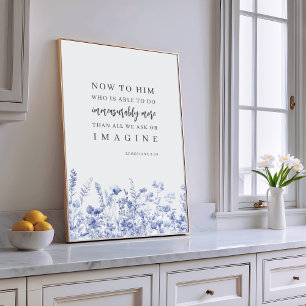 Poster Efésios 3:20 Chinoiserie Versículo Bíblico Floral