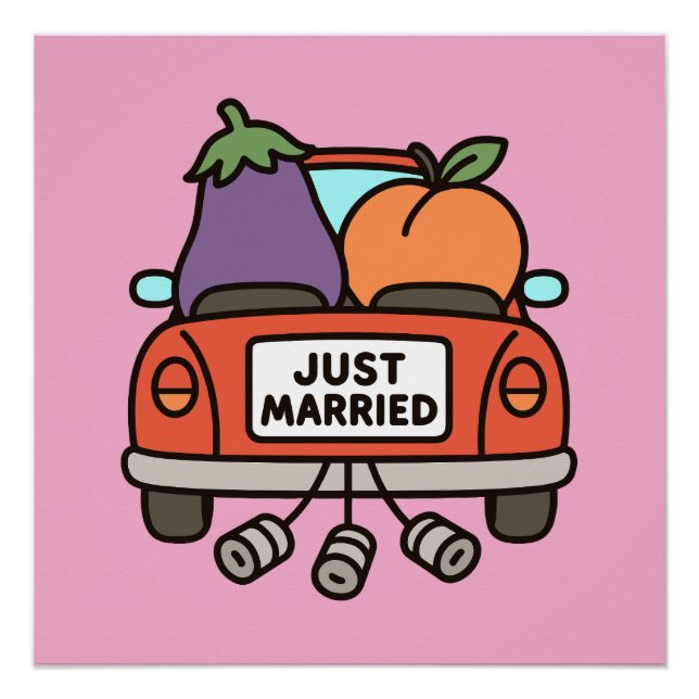 Póster EggPlant e Peach recens casados (Frente)