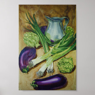 Póster EggPlant, Leek & Artichoke