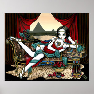 Poster egípcio do anjo da pirâmide da deusa de