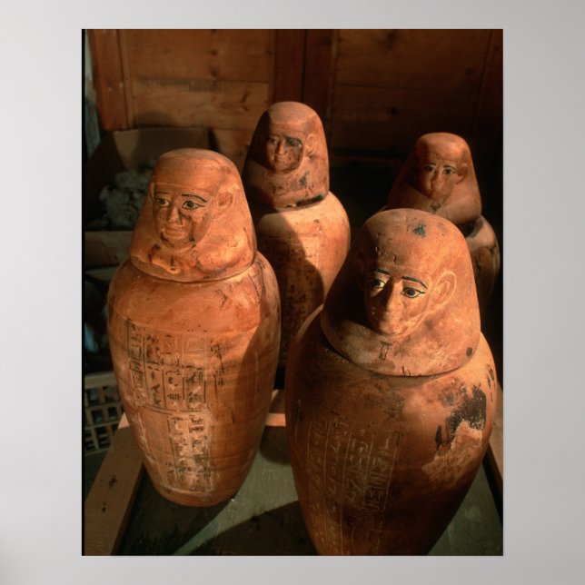 Poster Egito, 26ª dinastia Canopic jars encontrada em Abu (Frente)