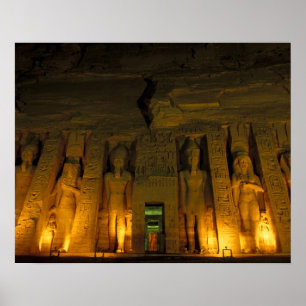 Poster Egito, Abu Simbel, Fachada iluminada do Pequeno
