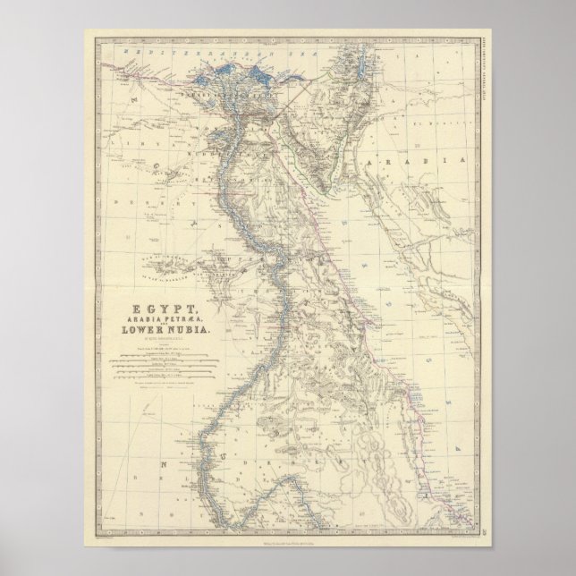 Póster Egito, Arábia Saudita Petraea, Nubia (Frente)