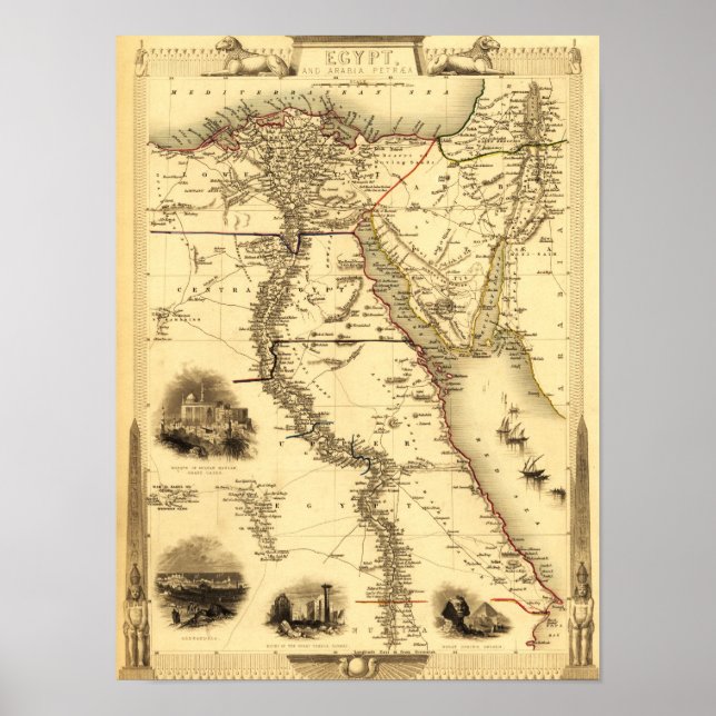 Póster Egito e ArábiaMapa PanorâmicoEgito (Frente)