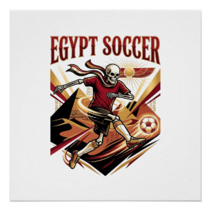 Póster Egito Futebol Esqueleto Atacante Nações Esportes P