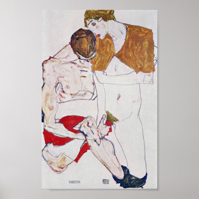 Poster Egon Schiele - Amantes (Frente)