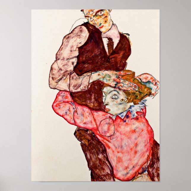 Poster Egon Schiele - Amantes (Frente)