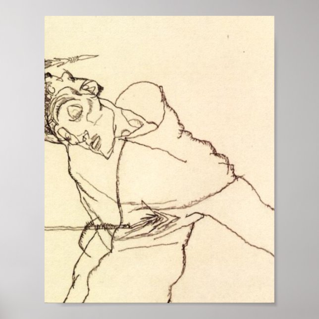 Poster Egon Schiele - Autorretrato Como Rua Sebastian (Frente)