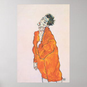 Poster Egon Schiele 'Casaco Laranja' Impressionismo Expre