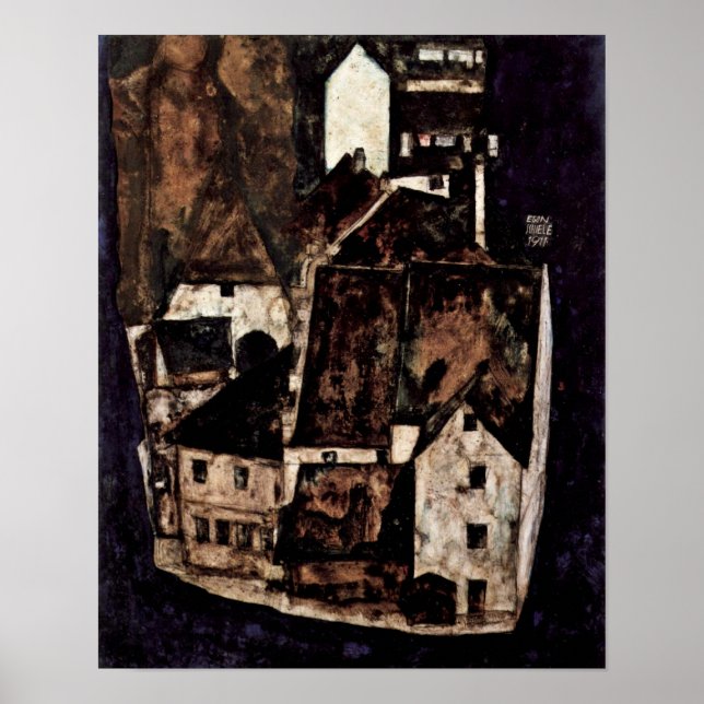 Poster Egon Schiele - cidade Morto no rio azul (Frente)