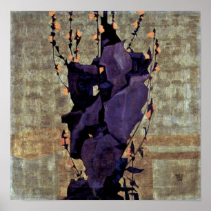 Póster Egon Schiele - das flores vida estilizado ainda