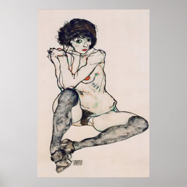 Poster Egon Schiele Expressionism Print Sitzender (Frente)