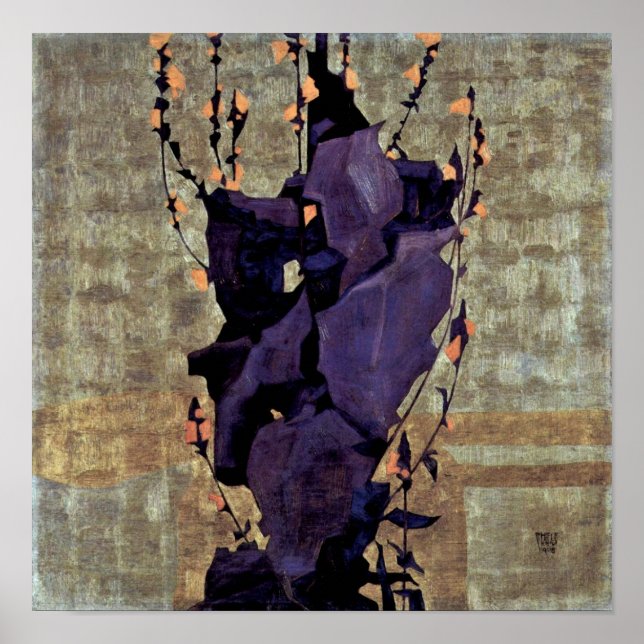 Póster Egon Schiele - Flores estilizadas ainda vivem (Frente)