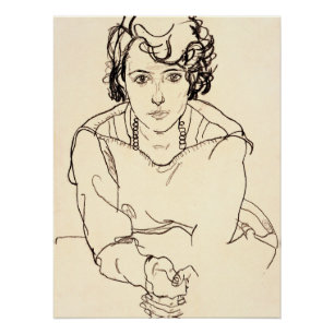 Póster Egon Schiele - mulher assentada