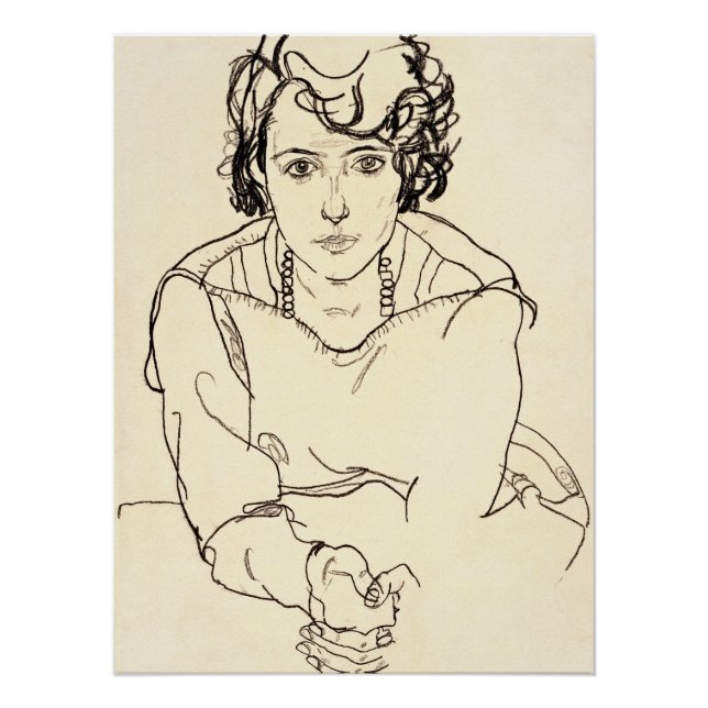 Póster Egon Schiele - Mulher Assentada (Frente)