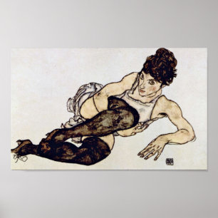 Póster Egon Schiele - Mulher com Meias Verdes