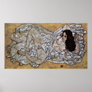 Póster Egon Schiele - mulher de encontro