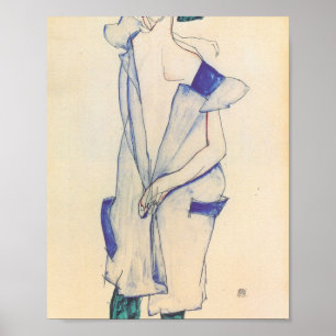 Poster Egon Schiele - Rapariga De Pé Azul E Verde