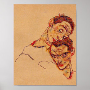 Poster Egon Schiele - retrato de auto dobro