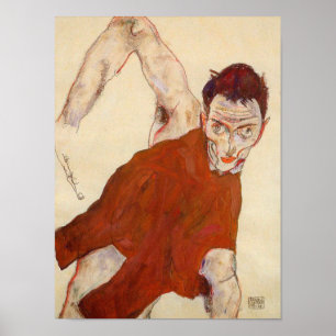 Poster Egon Schiele - retrato de auto em um Jerkin com