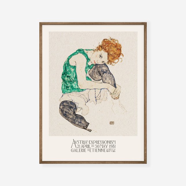 Poster Egon Schiele Sentou Mulher com Bent Knees de Belas (Criador carregado)