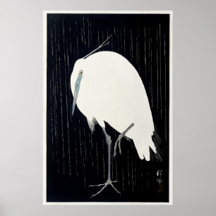 Poster Egret in the Rain de Ohara Koson