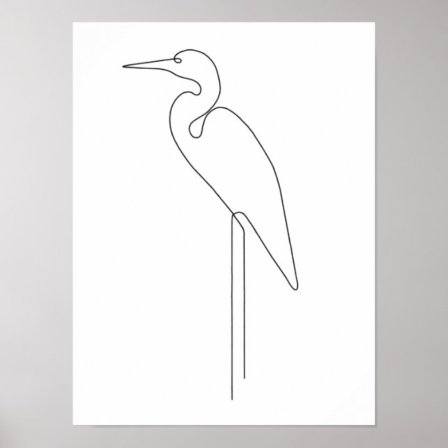 Poster Egret Minimalist Bird Line Art (Frente)