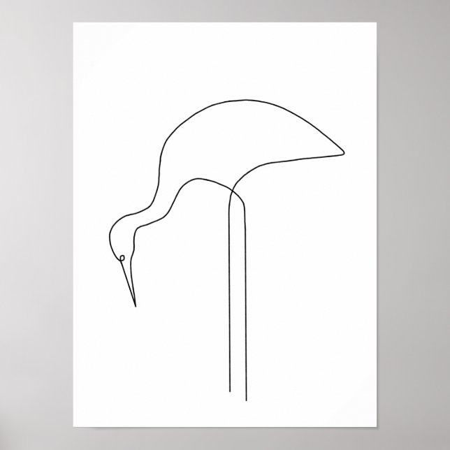 Poster Egret Minimalist Bird Line Art (Frente)