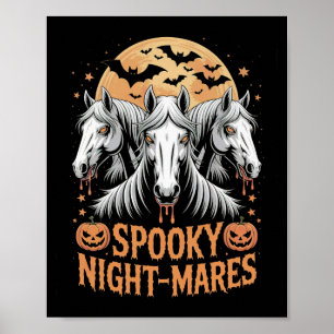 Poster Éguas de Noite Assustadora do Halloween Cavalo
