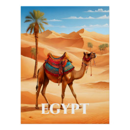 Póster Egypt Desert Camel Travel Poster
