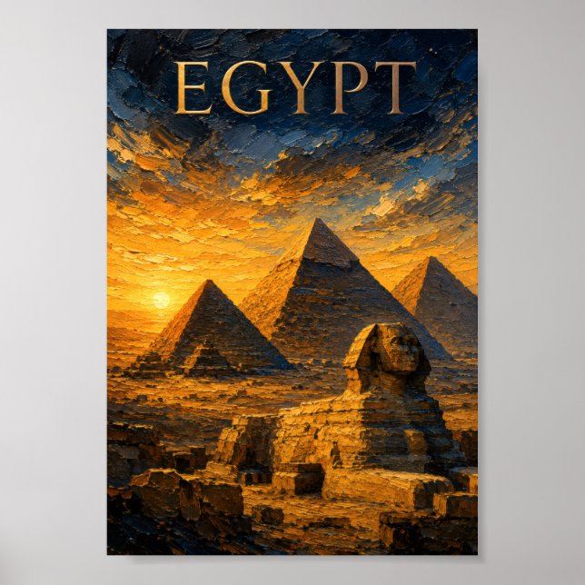 Poster Egypt: Golden Sunset Pyramids Art Souvenir (Frente)