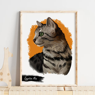 Poster Egyptian Mau Cat Print  Cat Wall Print 