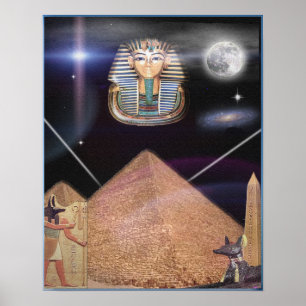Poster Egyptian pyramids and King Tut art