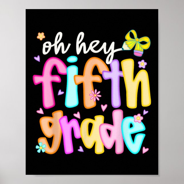 Poster Ei, 5º ano de volta à escola feliz primeiro dia (Frente)