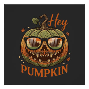 Póster Ei Abóbora Óculos de Halloween Jack Lantern Bigode