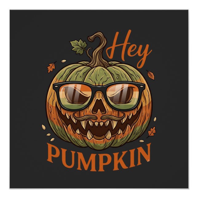Póster Ei Abóbora Óculos de Halloween Jack Lantern Bigode (Frente)