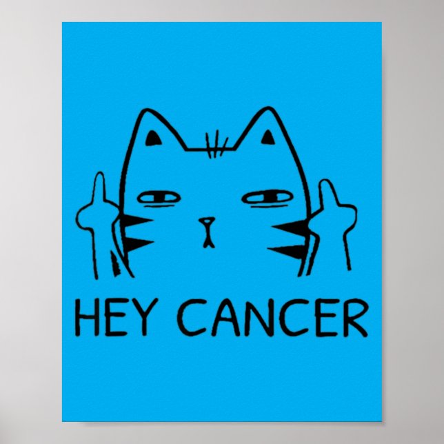 Poster Ei, Câncer F Gato Engraçado Dedo do Meio (Frente)