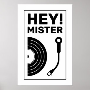 Poster Ei senhor DJ, música inspiradora, branco