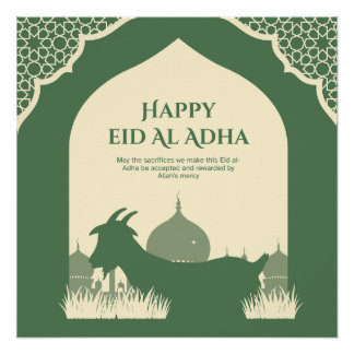 Póster Eid al Adha Mubarak 🌙✨ Celebração do Sacrifício &