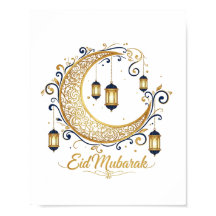 Eid Mubarak Crescente Dourado
