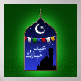 Póster Eid Mubarak Garland Moon