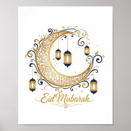 Poster Eid Mubarak Golden Crescent