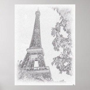 Poster Eiffel BW Sketch