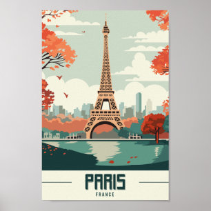 Poster Eiffel Tower Paris Famoso Viagem da França