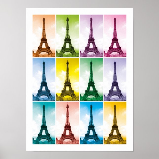 Póster Eiffel Tower Paris França Pop Art (Frente)