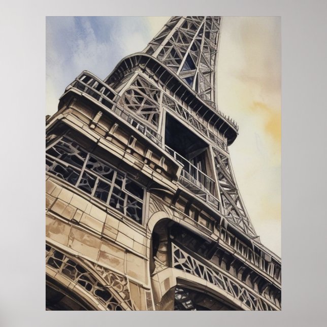 Poster Eiffel Tower Paris Love City Viagem (Frente)