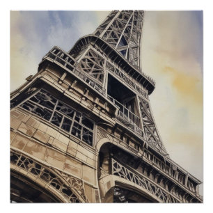 Póster Eiffel Tower Paris Love City Viagem