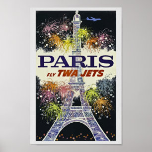 Poster Eiffel Tower Paris Viagens vintage da França