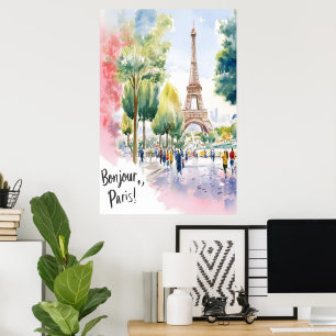 Poster Eiffel Tower Watercolor Dreamscape